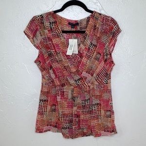 Banana Republic v- neck semi sheer cap sleeves blouse size M NWT